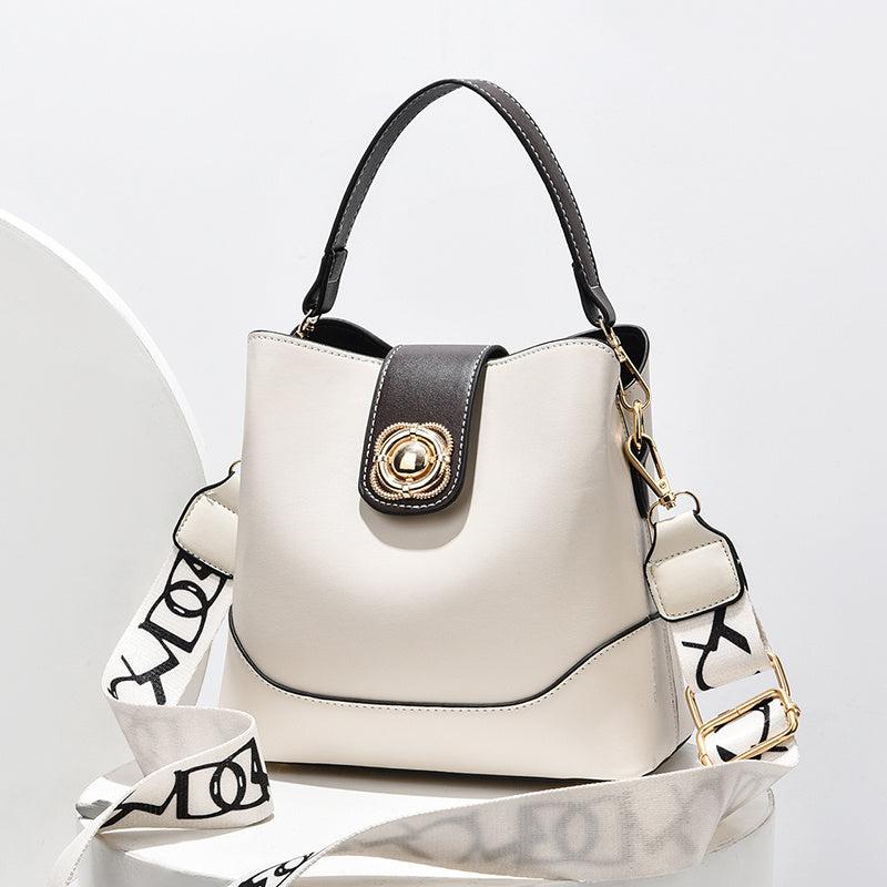 Vintage Faux Leather Bucket Bag Women's Shoulder Hand Bag