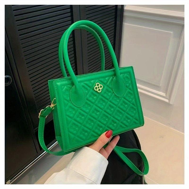 Geometric Embossed Square Satchel Bag