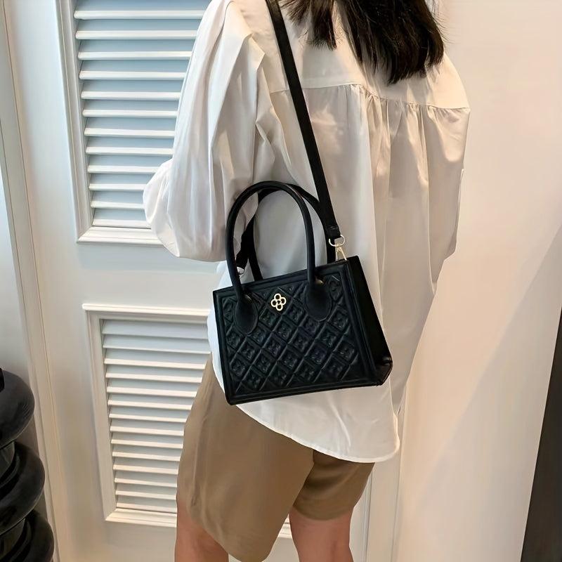 Geometric Embossed Square Satchel Bag