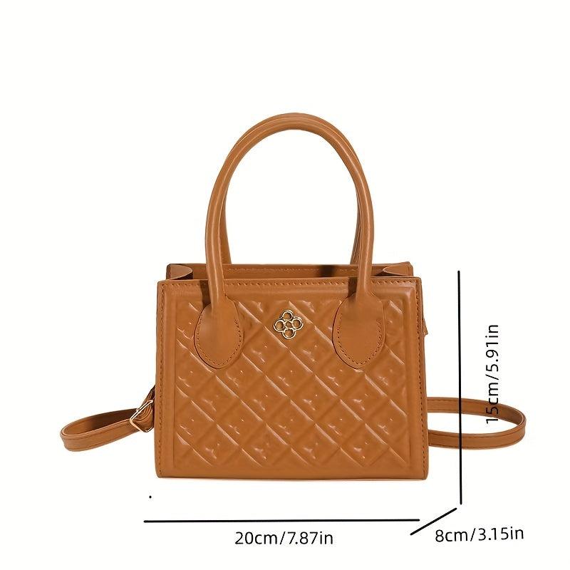 Geometric Embossed Square Satchel Bag