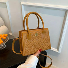 Geometric Embossed Square Satchel Bag