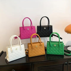 Geometric Embossed Square Satchel Bag