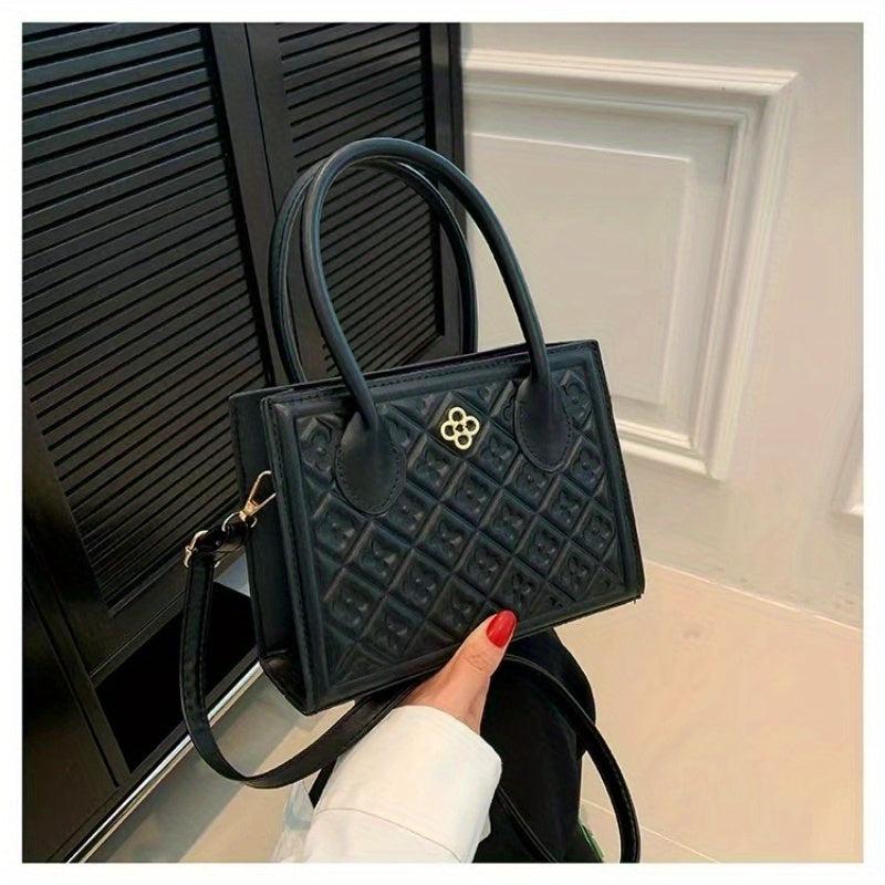 Geometric Embossed Square Satchel Bag