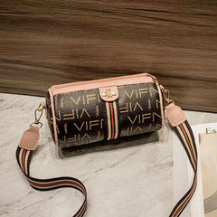 Letter Graphic Bucket Bag Striped Belt Crossbody Bag