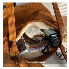 Corduroy Shoulder Bag Large Capacity Tote Bag