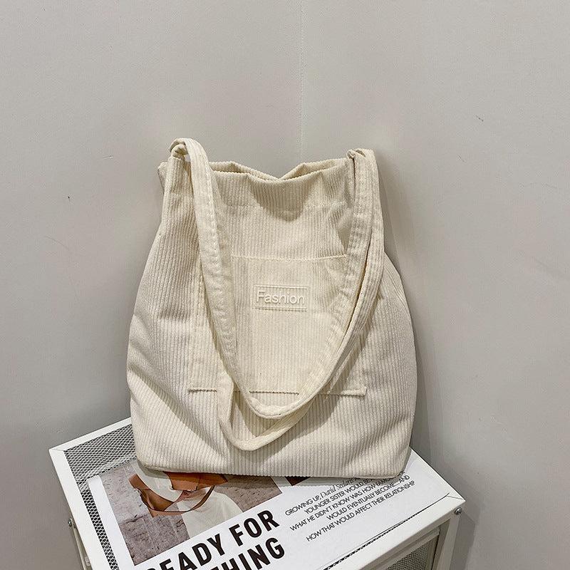 Corduroy Shoulder Bag Large Capacity Tote Bag