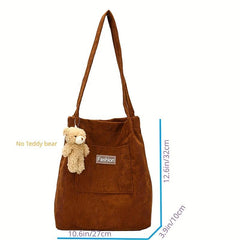 Corduroy Shoulder Bag Large Capacity Tote Bag