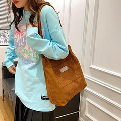 Corduroy Shoulder Bag Large Capacity Tote Bag