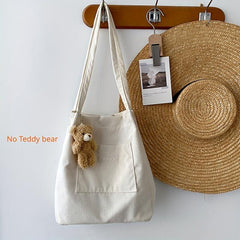 Corduroy Shoulder Bag Large Capacity Tote Bag