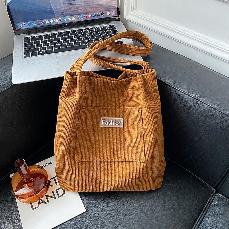 Corduroy Shoulder Bag Large Capacity Tote Bag