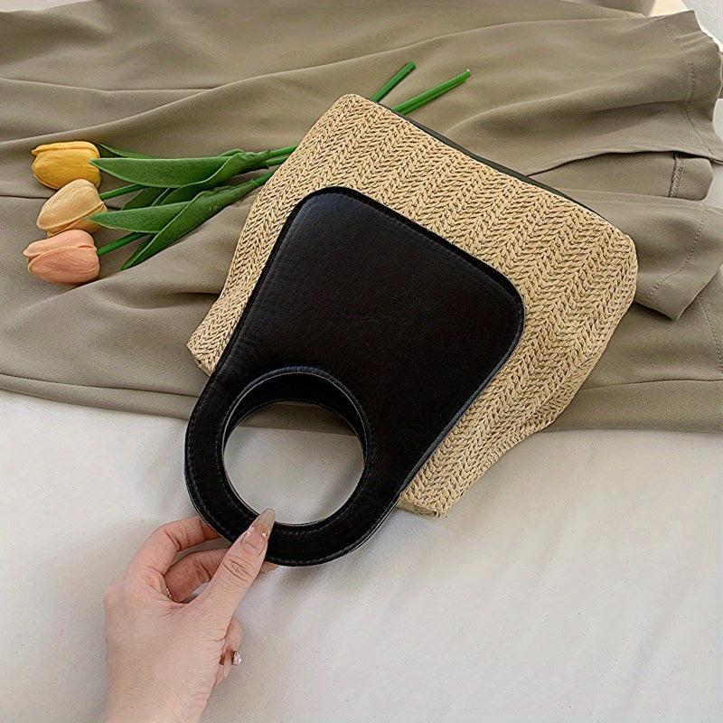 Summer Straw Bag for Women Beach Handbag Bucket Vacation Travel