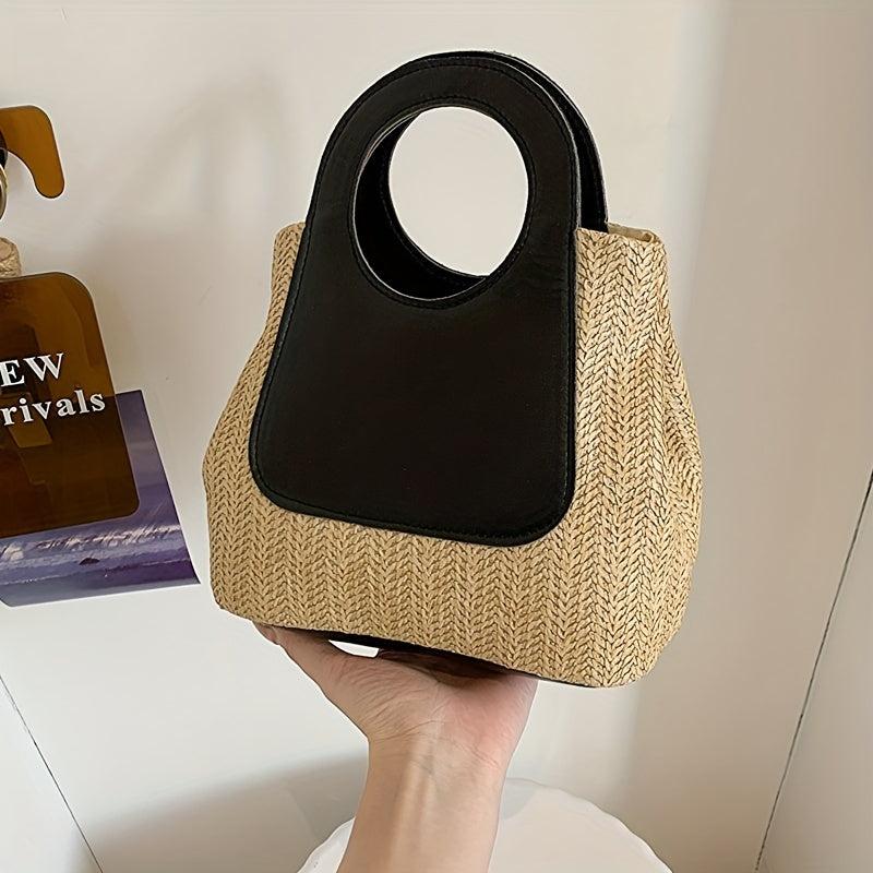 Summer Straw Bag for Women Beach Handbag Bucket Vacation Travel