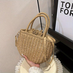 Rattan Woven Handbag Boho Style Straw Tote Satchel Purse