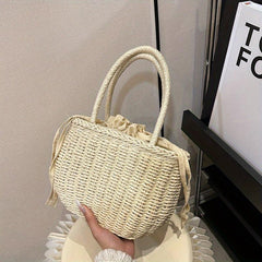 Rattan Woven Handbag Boho Style Straw Tote Satchel Purse