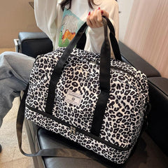 Leopard Print Luggage Bag Large Capacity All Match Duffle Bag
