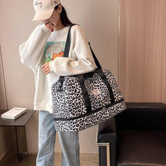 Leopard Print Luggage Bag Large Capacity All Match Duffle Bag