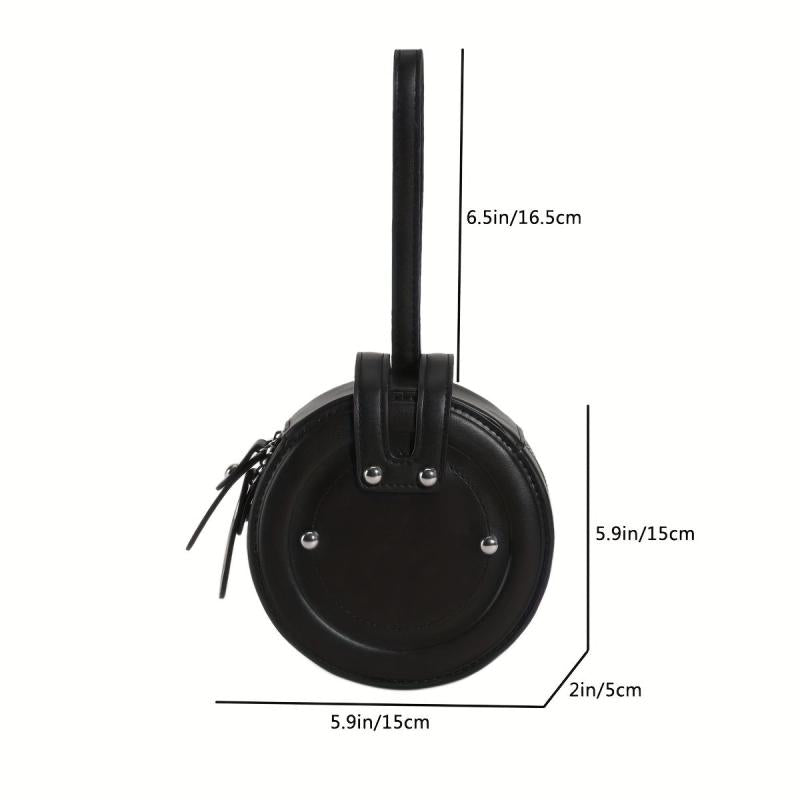 Mini Round Zipper Coin Purse PU Leather Lipstick Storage Bag