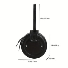 Mini Round Zipper Coin Purse PU Leather Lipstick Storage Bag