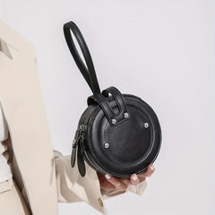 Mini Round Zipper Coin Purse PU Leather Lipstick Storage Bag