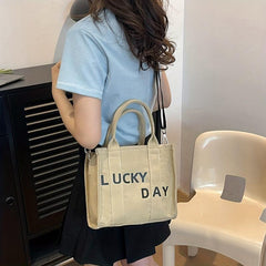 Canvas Tote Bag with Shoulder Strap, Crossbody Bag for School Shopping Office