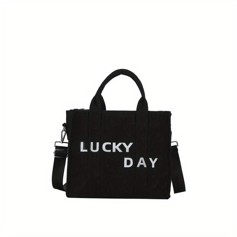Canvas Tote Bag with Shoulder Strap, Crossbody Bag for School Shopping Office