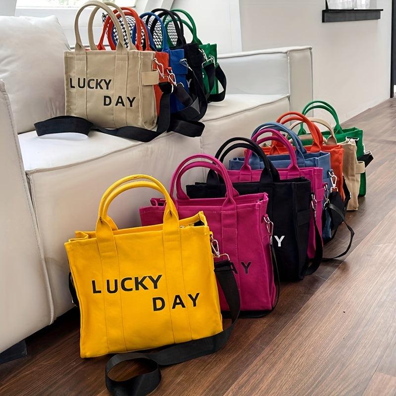 Canvas Tote Bag with Shoulder Strap, Crossbody Bag for School Shopping Office