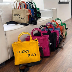 Canvas Tote Bag with Shoulder Strap, Crossbody Bag for School Shopping Office