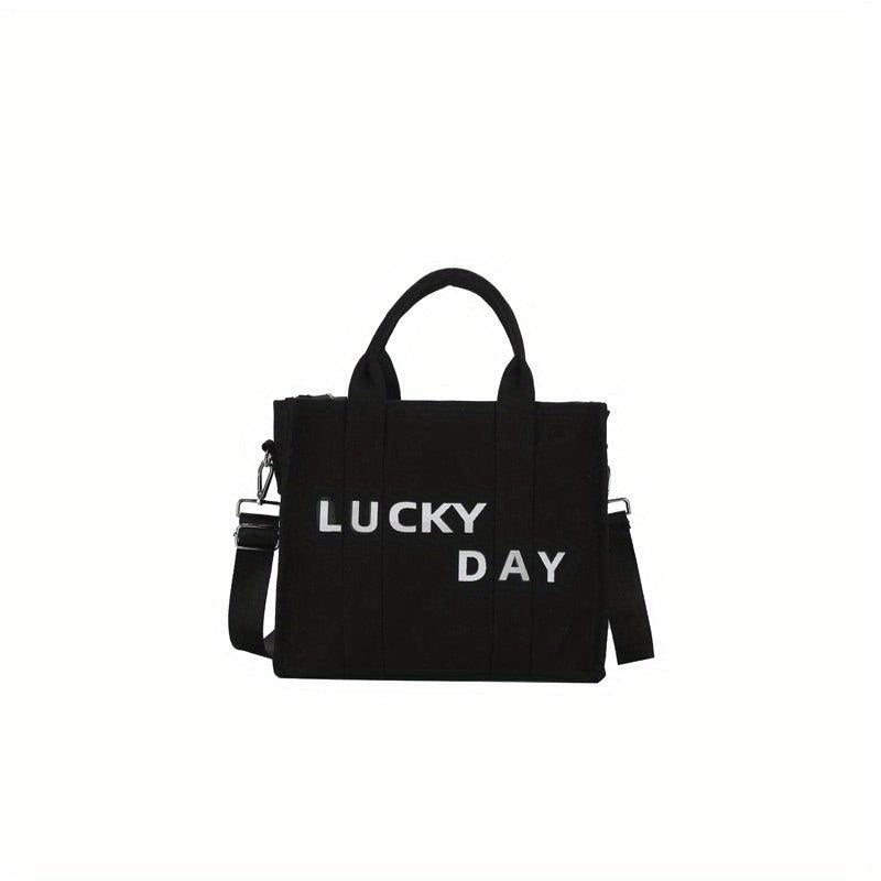 Canvas Tote Bag with Shoulder Strap, Crossbody Bag for School Shopping Office
