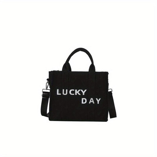 Canvas Tote Bag with Shoulder Strap, Crossbody Bag for School Shopping Office