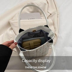 Mini Plaid Crossbody Bag Canvas Top Handle Satchel