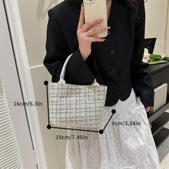 Mini Plaid Crossbody Bag Canvas Top Handle Satchel