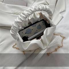 Bow Decor Shoulder Bag Ruched Handle Crossbody Bag