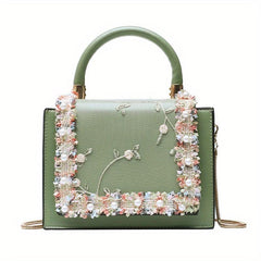 Flower Embroidered Square Bag Lace Shoulder Crossbody Bag