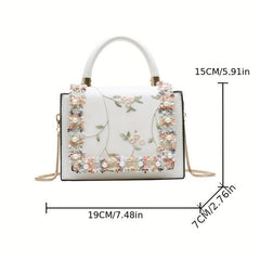 Flower Embroidered Square Bag Lace Shoulder Crossbody Bag