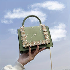 Flower Embroidered Square Bag Lace Shoulder Crossbody Bag