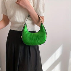 Metallic Crocodile Embossed Underarm Bag