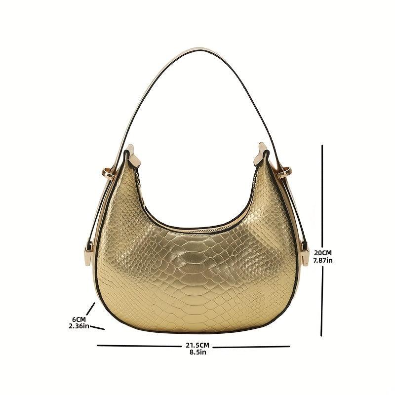 Metallic Crocodile Embossed Underarm Bag