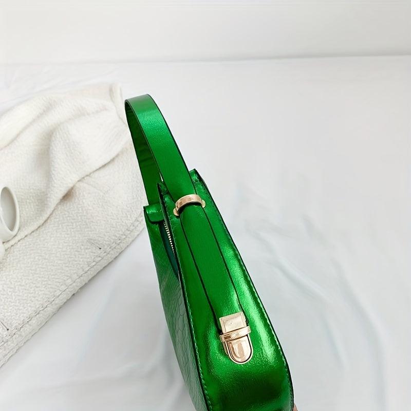 Metallic Crocodile Embossed Underarm Bag