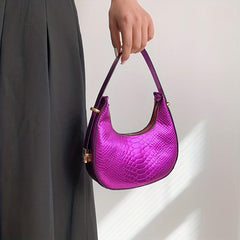 Metallic Crocodile Embossed Underarm Bag