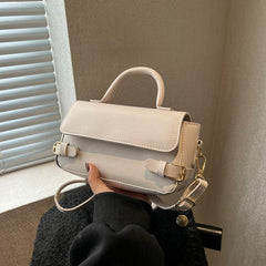Vintage Style Flap Purse Faux Leather Handbag Solid Crossbody Bag
