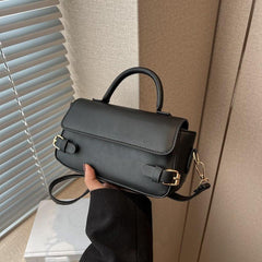 Vintage Style Flap Purse Faux Leather Handbag Solid Crossbody Bag