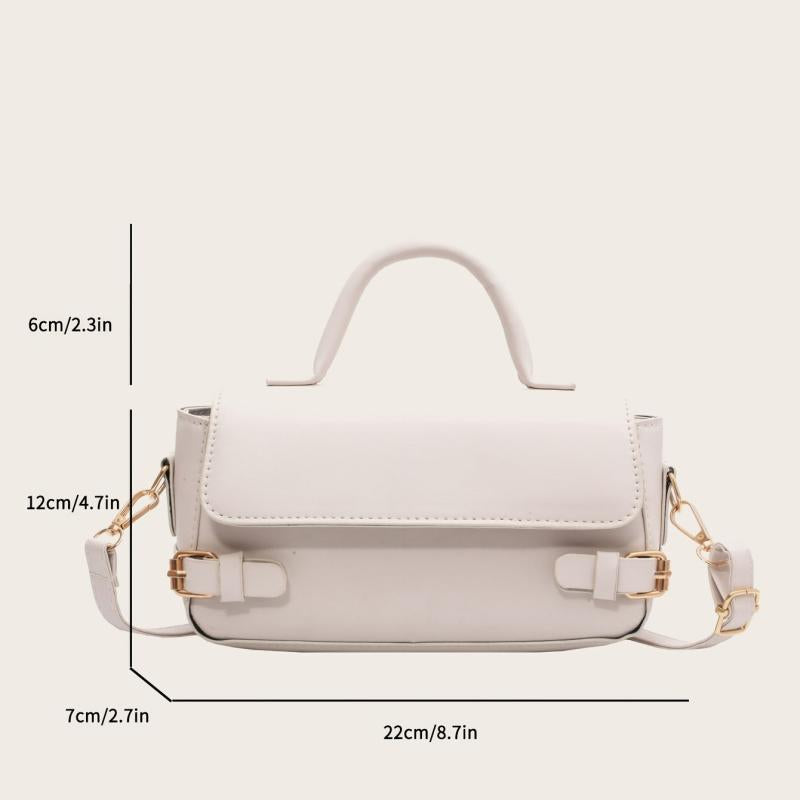 Vintage Style Flap Purse Faux Leather Handbag Solid Crossbody Bag