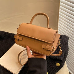 Vintage Style Flap Purse Faux Leather Handbag Solid Crossbody Bag