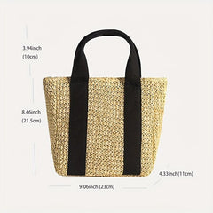 Portable Straw Satchel Bag for Travel