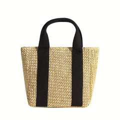 Portable Straw Satchel Bag for Travel