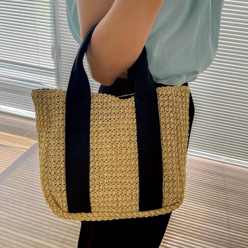 Portable Straw Satchel Bag for Travel