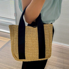 Portable Straw Satchel Bag for Travel