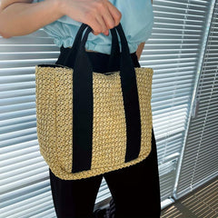 Portable Straw Satchel Bag for Travel