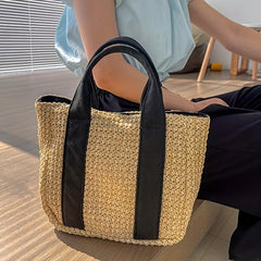 Portable Straw Satchel Bag for Travel