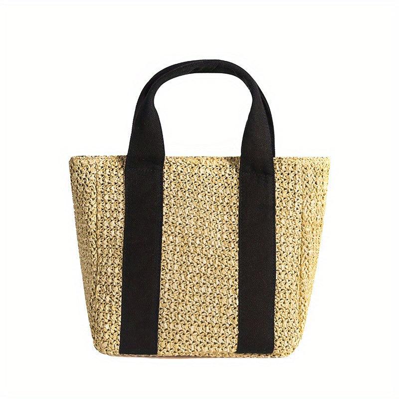 Portable Straw Satchel Bag for Travel